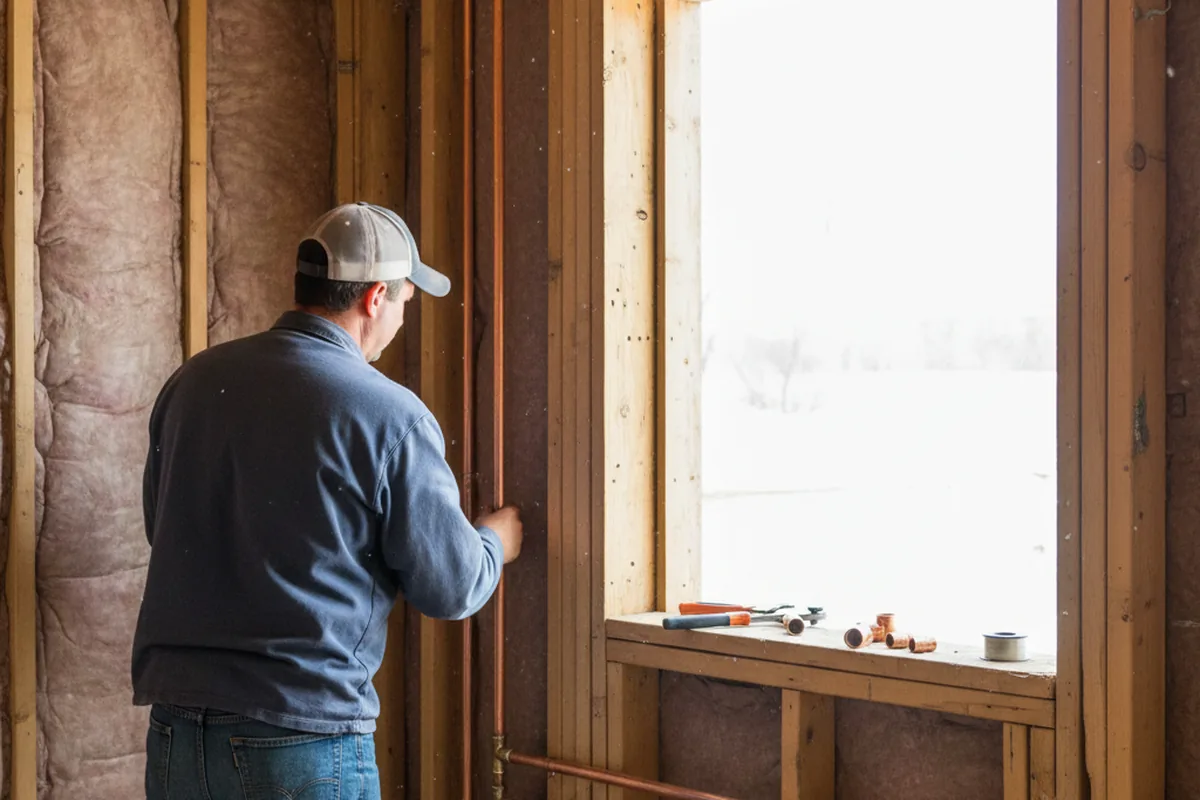 Licensed plumber running new copper supply lines in a Ketchum home