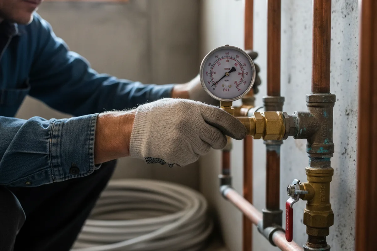 Pressure testing a repaired line during Water Line Repair in Ketchum